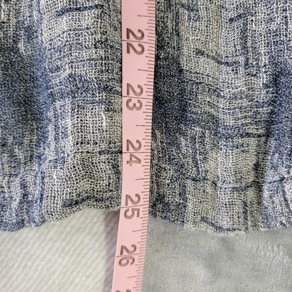 J. Jill Pure Jill Medium Gray Blue Split Neck 3/4 Sleeve Linen Blend Knit Top - Picture 10 of 10